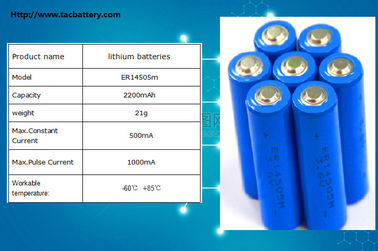 باتری 3.6V AA ER14505 14500 LiSOCl2 با ظرفیت بالا برای آمپر، متر گاز