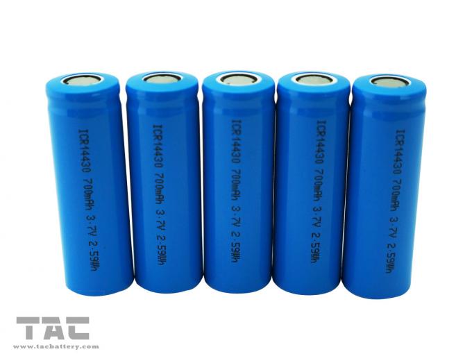 باتری قابل شارژ با انرژی بالا لیتیوم یون باتری استوانه ای LIR14430 / 700mAh