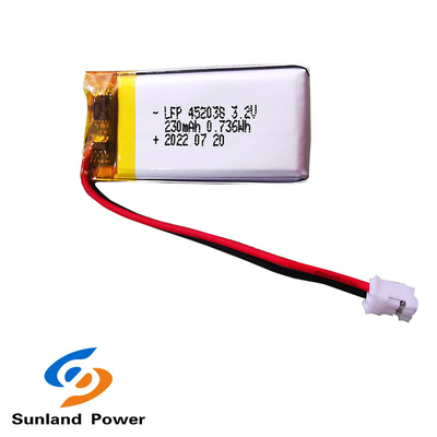 LP0452038 باتری 3.2 ولتی 230 میلی آمپر ساعتی لیتیوم یون پلیمری قابل شارژ LiFePo4