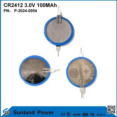CR2412 3.0V 100MAH باتری Li-MnO2 عمر طولانی