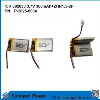باتری 602030 3.7V 300mAh + ZHR1.5-2P از طراحی بسیار نازک سازگاری انعطاف پذیر برای انواع دستگاه های هوشمند کوچک گوشی های گوشی بلوتوث دستگاه های پوشیدنی و تجهیزات پزشکی قابل حمل