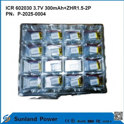 باتری 602030 3.7V 300mAh + ZHR1.5-2P از طراحی بسیار نازک سازگاری انعطاف پذیر برای انواع دستگاه های هوشمند کوچک گوشی های گوشی بلوتوث دستگاه های پوشیدنی و تجهیزات پزشکی قابل حمل