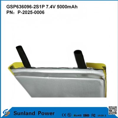 بسته باتری لیتیوم یون قابل شارژ GSP636096-2S1P 7.4V و 5000mAh برای بانک های برق دستگاه های الکترونیکی بیرونی چراغ قوه روشنایی تجهیزات الکترونیکی کوچک