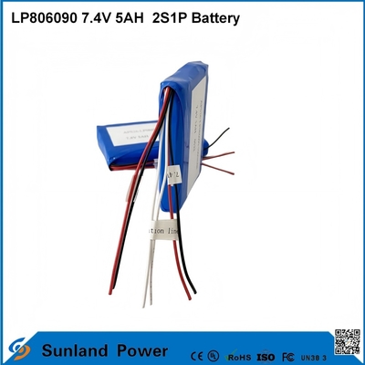 7.4V 5AH LP806090 2S1P باتری های لیتیوم یون پلیمر با عملکرد I2C با اندازه گیری سوخت