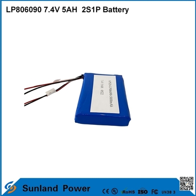 7.4V 5AH LP806090 2S1P باتری های لیتیوم یون پلیمر با عملکرد I2C با اندازه گیری سوخت