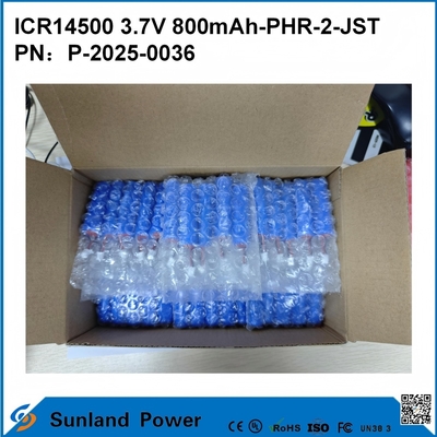 باتری سیمی ICR14500 3.7V 800mAh-PHR-2-JST-10mm