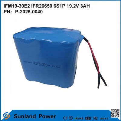 LiFePO4 IFM19-30E2 IFR26650 6S1P 19.2V باتری 3AH مورد استفاده در سیستم های ذخیره سازی انرژی، ابزار برق