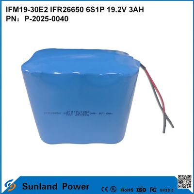 LiFePO4 IFM19-30E2 IFR26650 6S1P 19.2V باتری 3AH مورد استفاده در سیستم های ذخیره سازی انرژی، ابزار برق