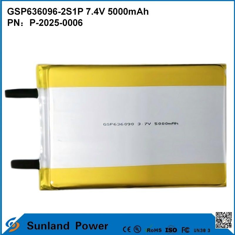 بسته باتری لیتیوم یون قابل شارژ GSP636096-2S1P 7.4V و 5000mAh برای بانک های برق دستگاه های الکترونیکی بیرونی چراغ قوه روشنایی تجهیزات الکترونیکی کوچک