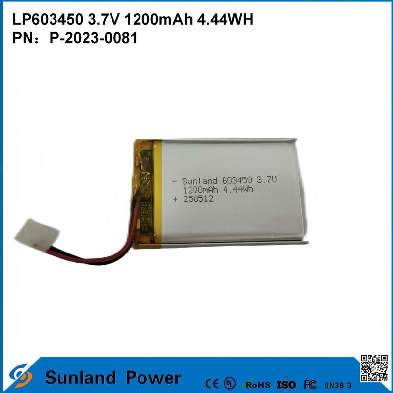 GP603450 سلول برای الکترونیک مصرفی و کاربردهای پزشکی 1200mAh 3.7V UL & UN38.3 گواهی شده در انبار و قابل سفارشی