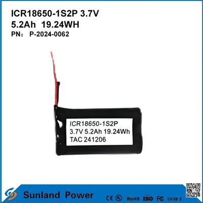 ICR18650-1S2P 3.7V 5.2AH 19.24WH باتری شارژ پذیر