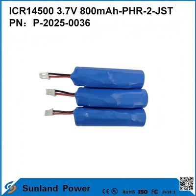 باتری سیمی ICR14500 3.7V 800mAh-PHR-2-JST-10mm