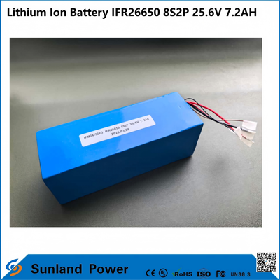 بسته باتری IFR26650 8S2P 25.6V 7.2Ah LiFePO4 به طور گسترده ای در سیستم های ردیابی خورشیدی، منابع برق پشتیبان مخابرات، ابزارهای قابل حمل و AGV های فشرده استفاده می شود