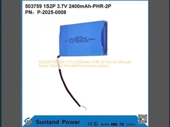 ICR503759 1S2P 3.7V 2400mAh-PHR-2P باتری، بسته ی قدرت نهایی برای لوازم الکترونیکی قابل حمل