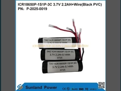 باتری ICR18650P-1S1P-3C 3.7V 2.2AH + سیم