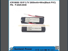 ICR18650 1S1P 3.7V 2600mAh + سیم ((سیاه PVC)
