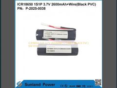 باتری ICR18650 1S1P 3.7V 2600MAH + کابل (PVC مشکی)