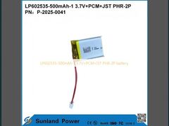 باتری LP602535-500mAh-1 3.7V+PCM+JST PHR-2P