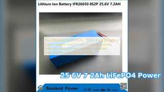 قدرت باتری IFR26650 8S2P 25.6V 7.2Ah LiFePO4